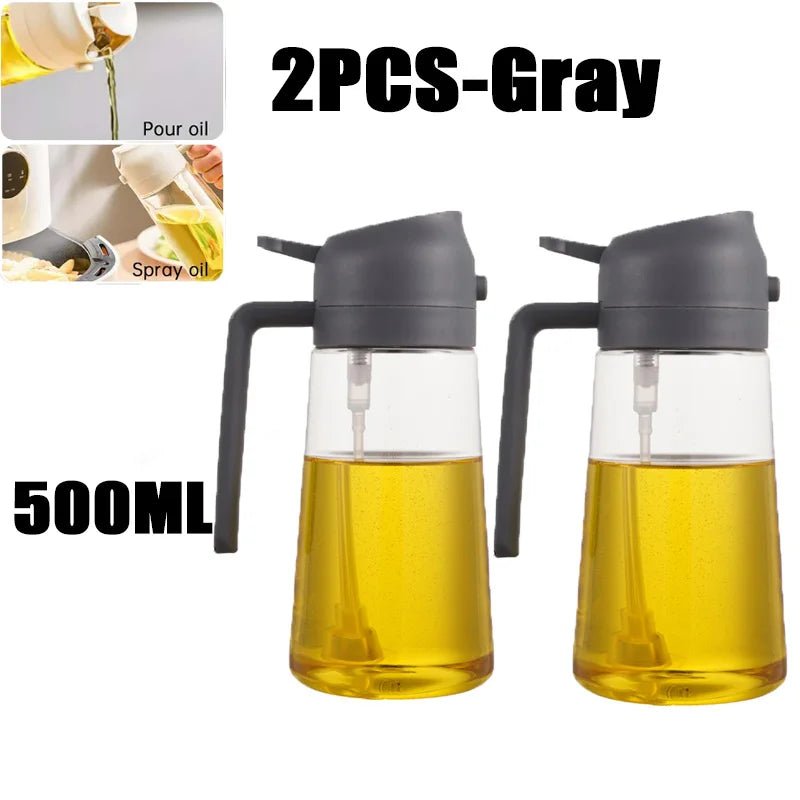 Botella pulverizadora de aceite de 200/300/500 ml para barbacoa, cocina, aceite de oliva, pulverizador de aceite de plástico para hornear, botella vacía, botella de vinagre o pincel de aceite