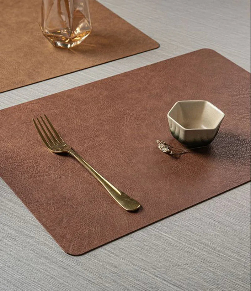 Manteles individuales de cuero de doble cara para cocina, manteles individuales resistentes al calor para mesa de comedor, posavasos, escurridor de platos
