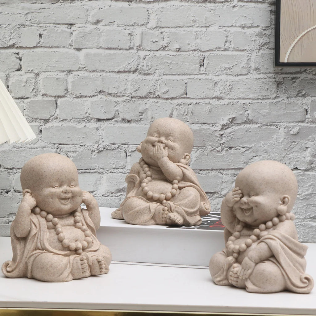 Figura de monje de inspiración zen: encantadoras figuras de resina para la decoración de micro paisajes.
