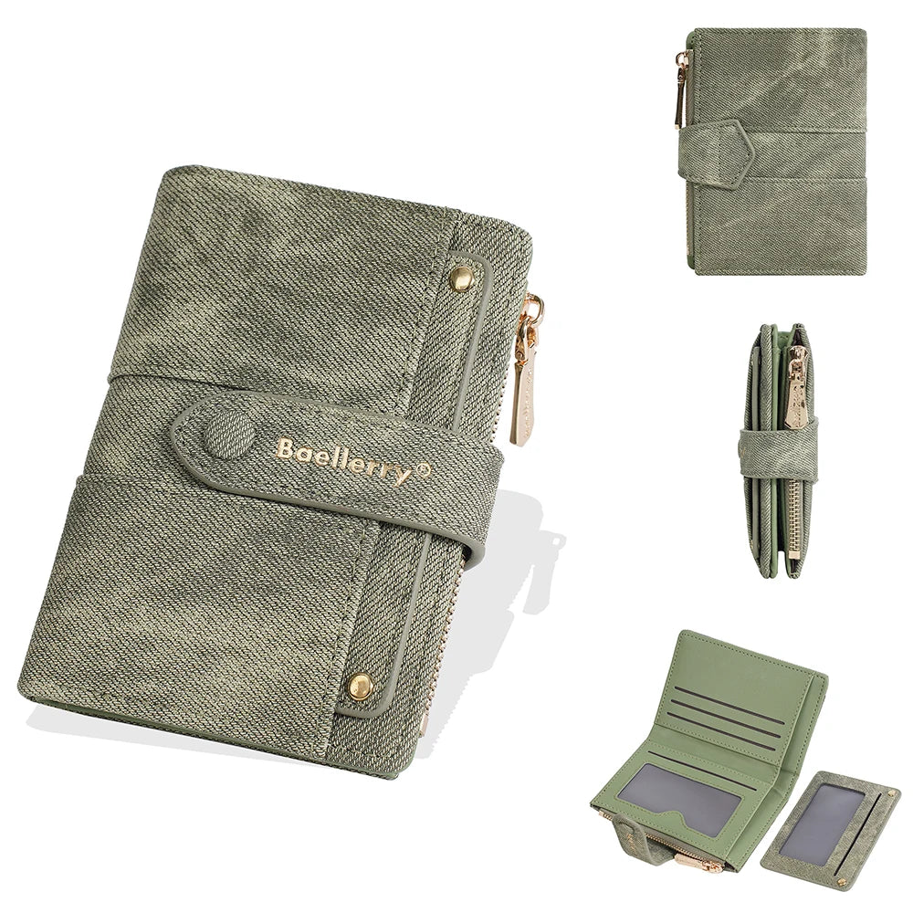 Carteras cortas de mujer Baellerry New Fashion con cremallera, monederos de alta calidad, monedero para mujer con clip para tarjetas desmontable.