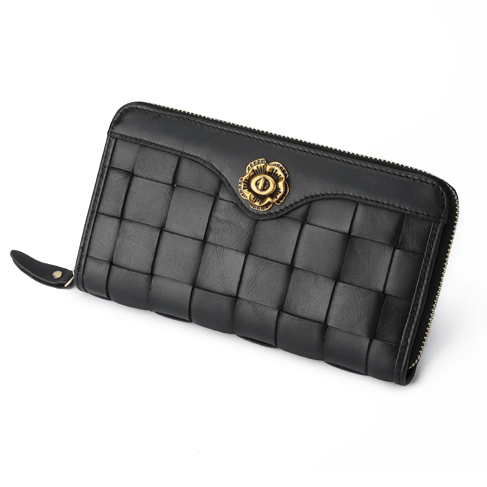 Nueva cartera larga de moda para mujer, cartera de piel de vaca para mujer, bolso de mujer a cuadros, bolso de mano casual para mujer