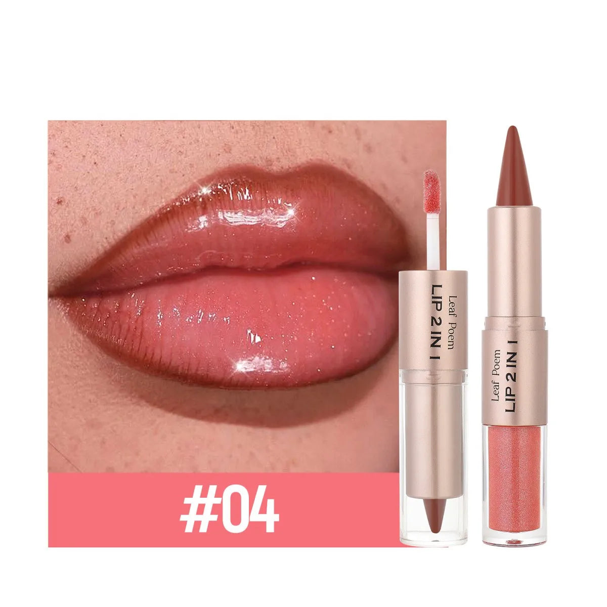 Delineador de labios 2 en 1 cónico degradado, brillo labial nude marrón efecto espejo, delineador de labios mate, resistente al agua, contorno de labios, maquillaje no pegajoso.