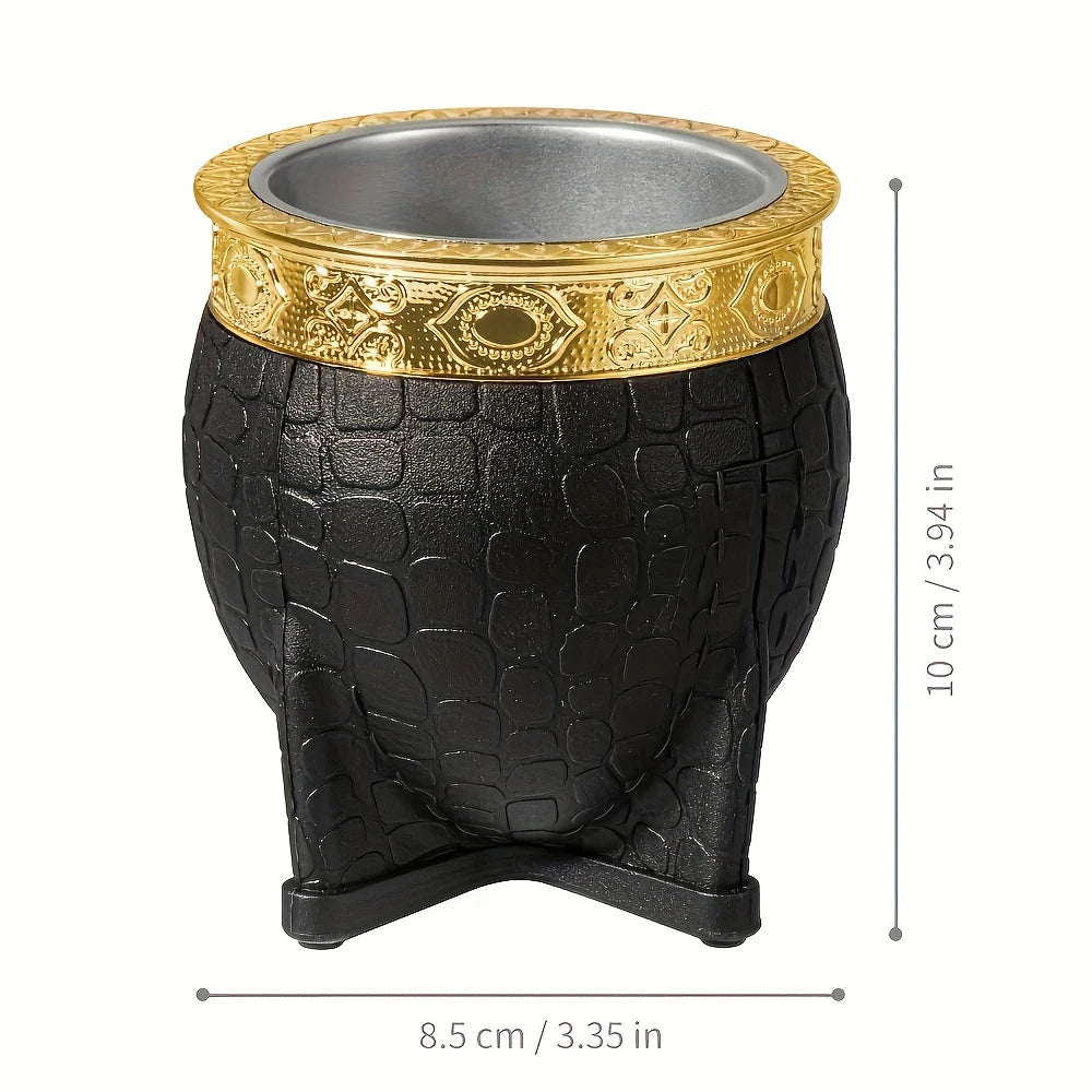 Juego de mate tradicional de 180 ml con taza de yerba mate de 180 ml, hecha a mano en cuero de primera calidad, estilo argentino-uruguayo, con bombilla.