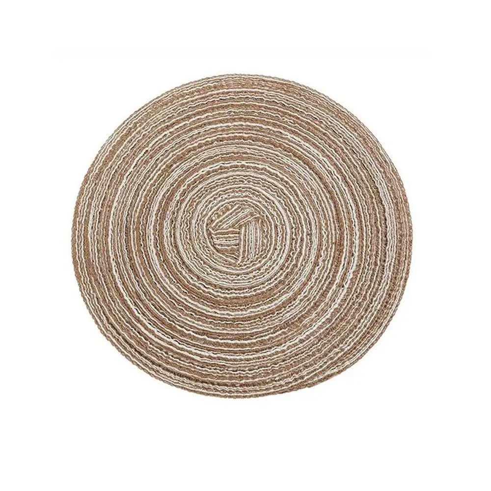 1 unidad de manteles individuales cuadrados creativos para mesa de comedor con encaje, de yute natural. Manteles individuales para mesa de comedor y cocina. Decoración de mesa de yute color caqui.