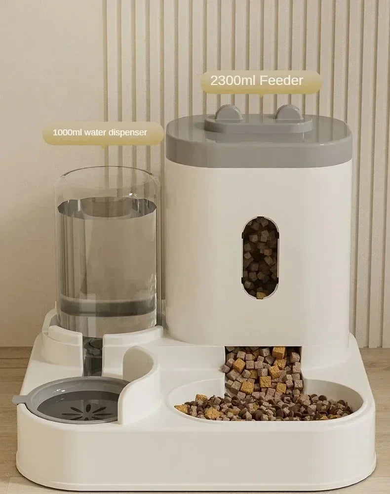 Comedero automático para perros y gatos con bebedero, dispensador de comida de gran capacidad y accesorios para cachorros y mascotas.