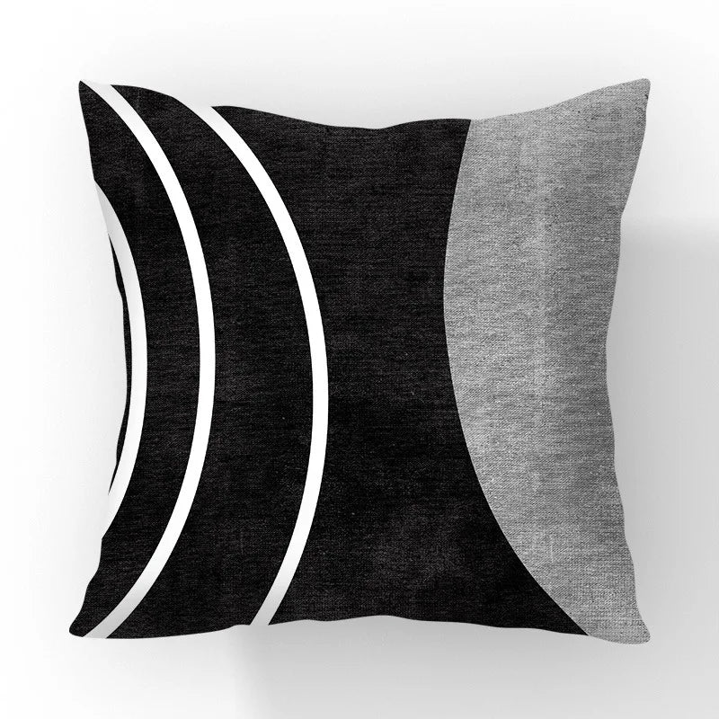 Funda de cojín geométrica en blanco y negro VIKAMA, funda de cojín moderna y minimalista para sofá de salón, funda de almohada para coche, decoración del hogar