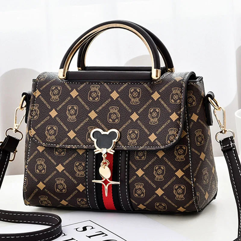 Bolso de hombro nuevo para mujer, bolso tote de lujo de diseñador, bolsos de mano de cuero con monograma estampado, bolso de hombro individual.