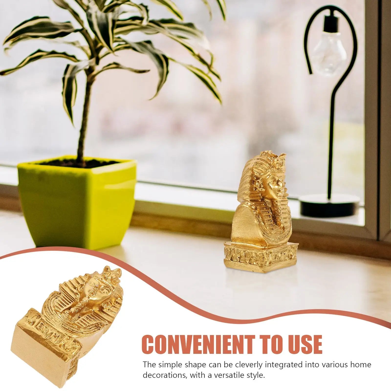 1 pieza Estatua de momia de resina Figura de faraón egipcio Tema antiguo Decoración del hogar Nombre de escritorio Adorno de oficina Estilo vintage Arte