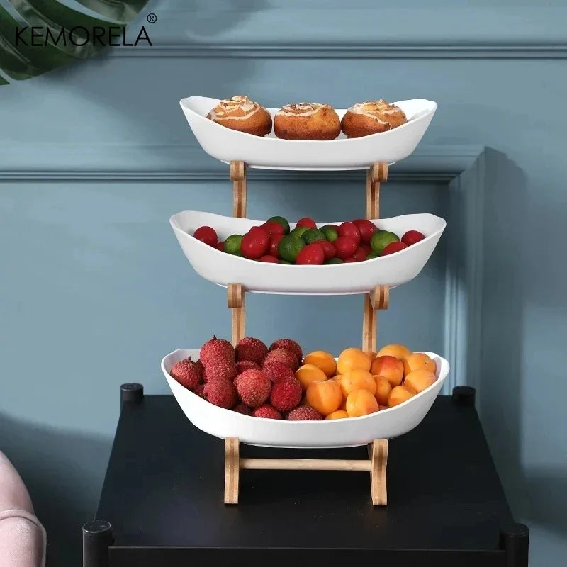 Plato de frutas de 2/3 capas para sala de estar, plato de plástico para aperitivos, cesta de frutas secas moderna y creativa, plato de dulces, soporte para pasteles, ensaladera.