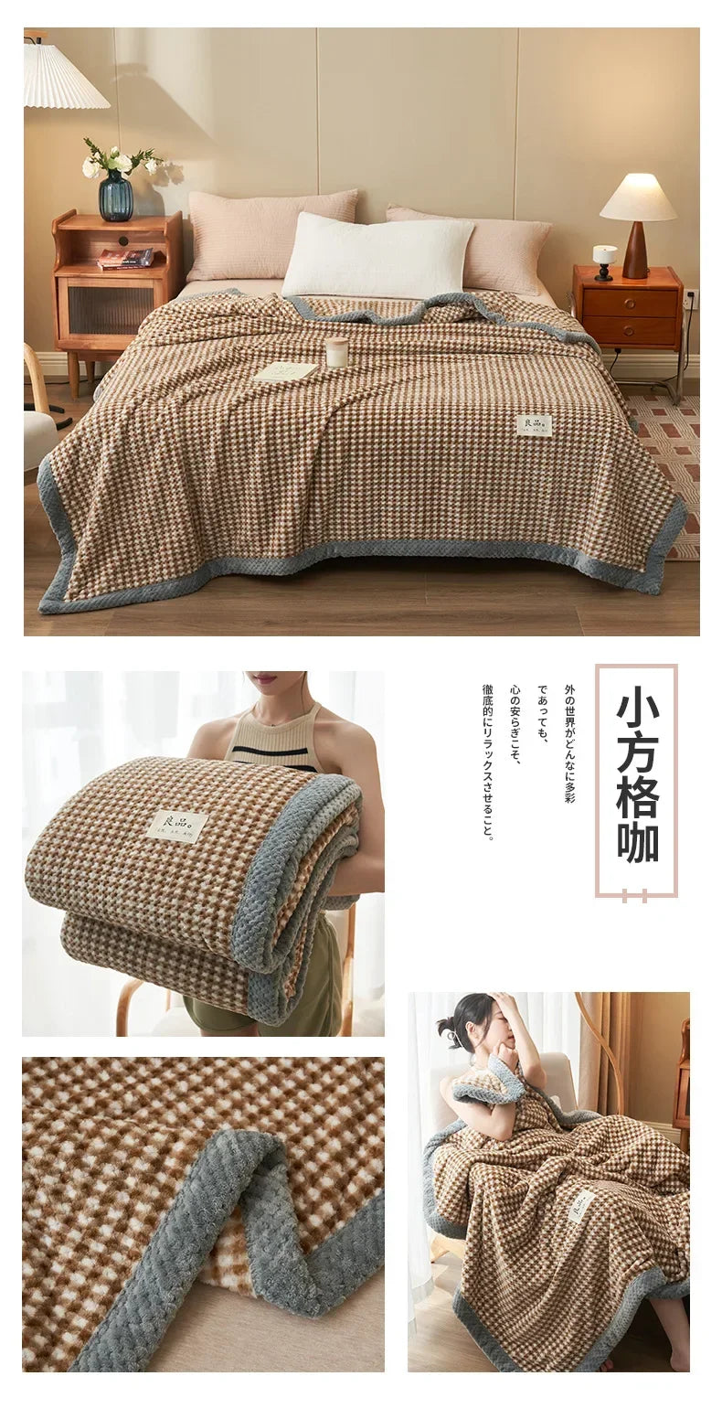 Manta de punto suave de hilo de chenilla, lavable a máquina, hecha a mano con ganchillo, ideal para sofá o cama.