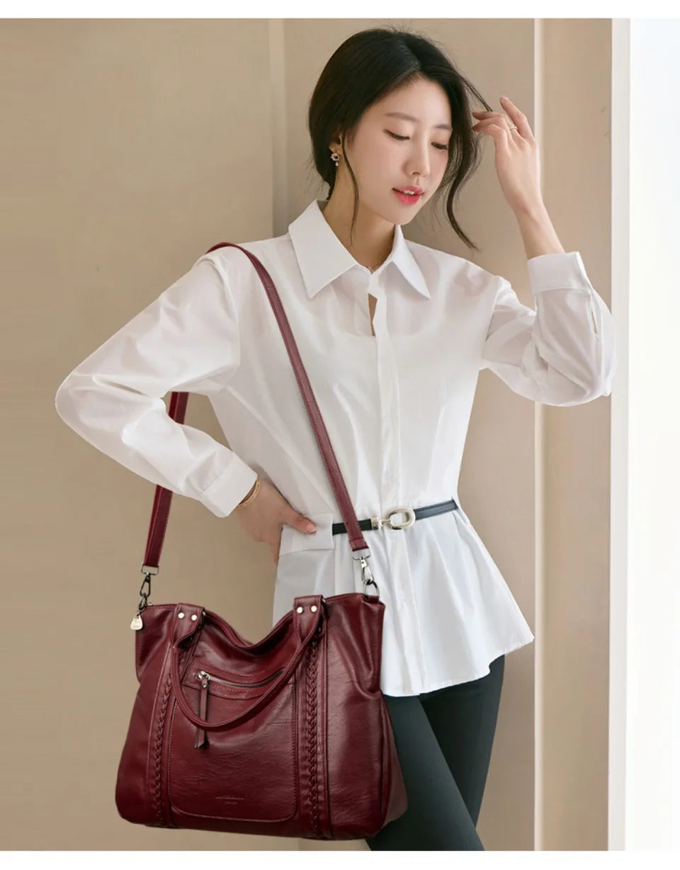 Bolsos de hombro y bandolera de piel suave de marca auténtica para mujer, bolsos de mano de lujo, bolsos de diseñador informales tipo tote y bandolera.