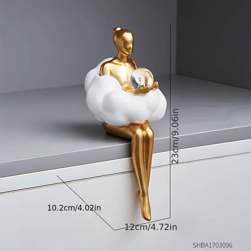 Escultura Chica Nube, Figura de Arte Abstracto, Estatua, Decoración Moderna de Mesa, Decoración de Lujo para el Hogar, Diseño Estético, Figurita, Artesanía