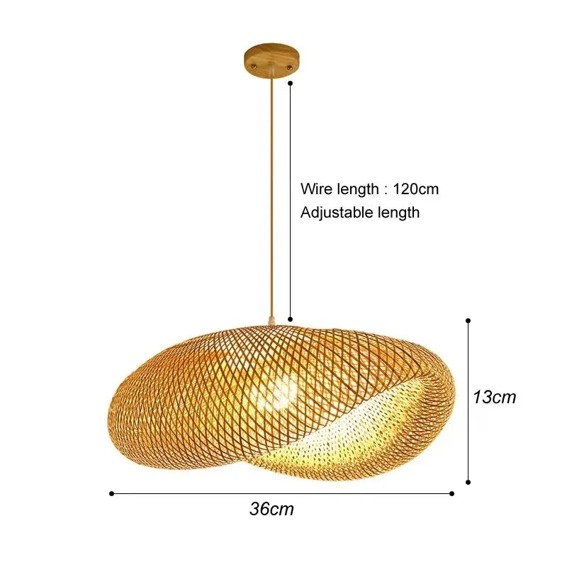 Lámpara colgante de bambú de última moda, luces de techo de ratán y mimbre, trenzado tejido a mano, suspendida, para el hogar y el comedor, decoración interior trenzada.