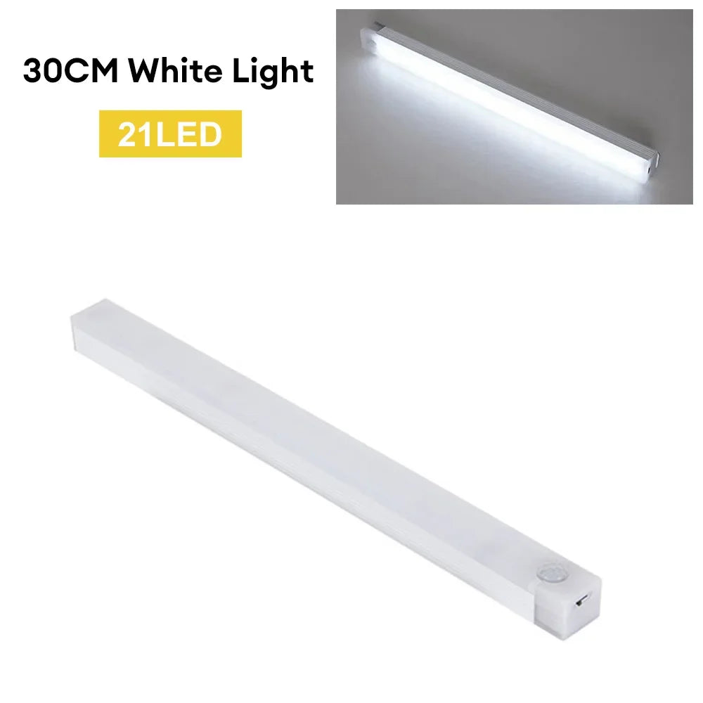 Luz LED con sensor de movimiento, luz nocturna LED inalámbrica recargable tipo C, lámpara para armario, lámpara de armario, retroiluminación de escalera para cocina.