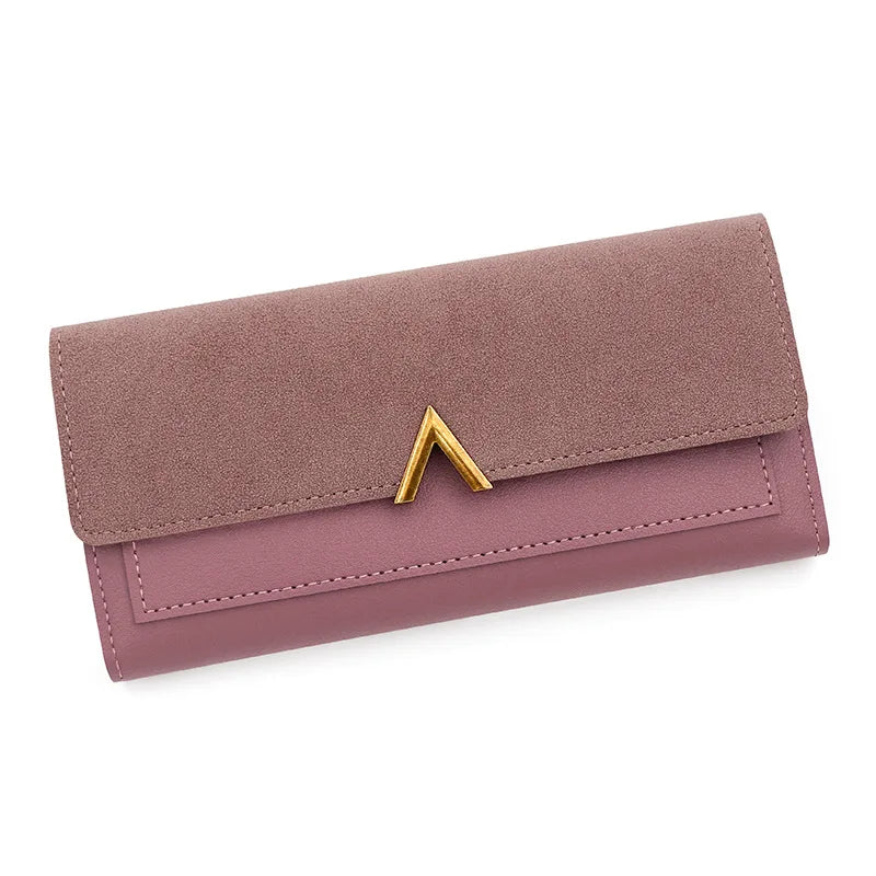 Nueva versión coreana de la cartera de mujer, cartera larga plegable en forma de V con hebilla, monedero de mano y tarjetero.