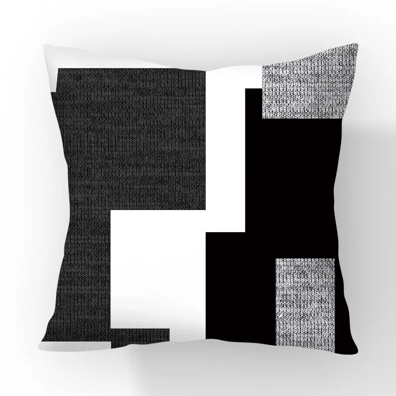 Funda de cojín geométrica en blanco y negro VIKAMA, funda de cojín moderna y minimalista para sofá de salón, funda de almohada para coche, decoración del hogar