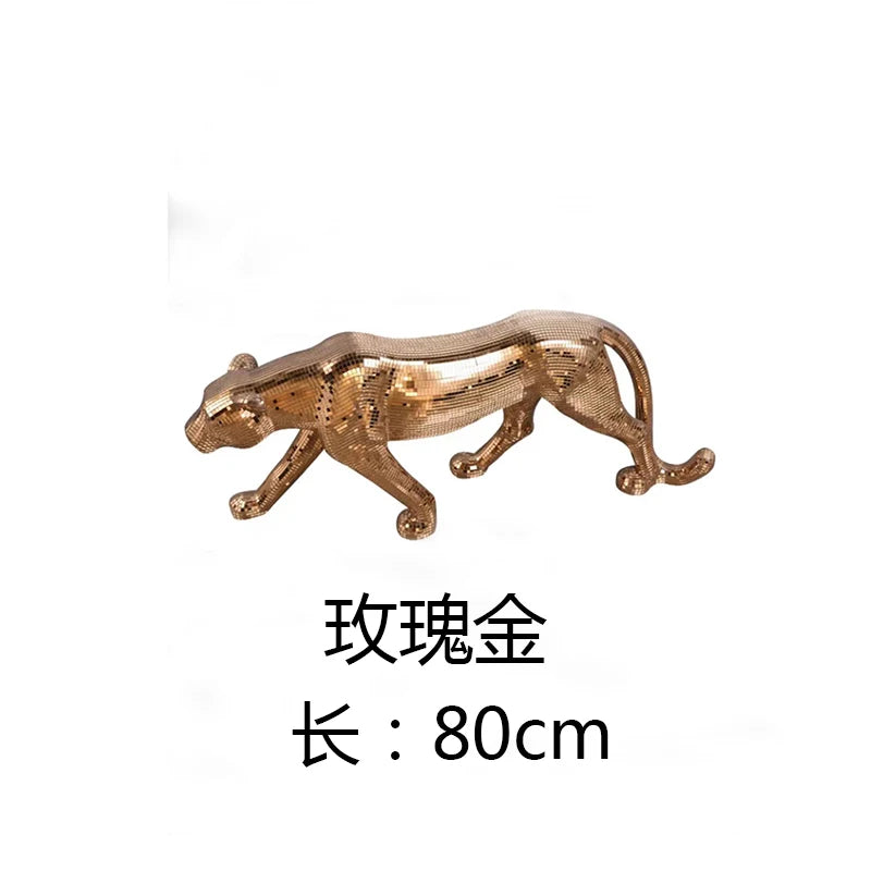 Adornos largos de leopardo para decoración de sala de estar, figuras escultóricas, hogar moderno, mueble de TV, estatua de escritorio de oficina, 82 cm personalizados