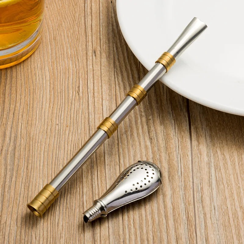 Pajita para beber,  vajilla de acero inoxidable, pajitas reutilizables de metal lavables, filtro de té, vajilla para cócteles y bebidas de bar.