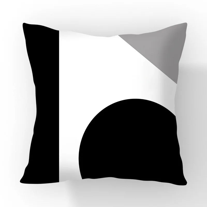 Funda de cojín geométrica en blanco y negro VIKAMA, funda de cojín moderna y minimalista para sofá de salón, funda de almohada para coche, decoración del hogar