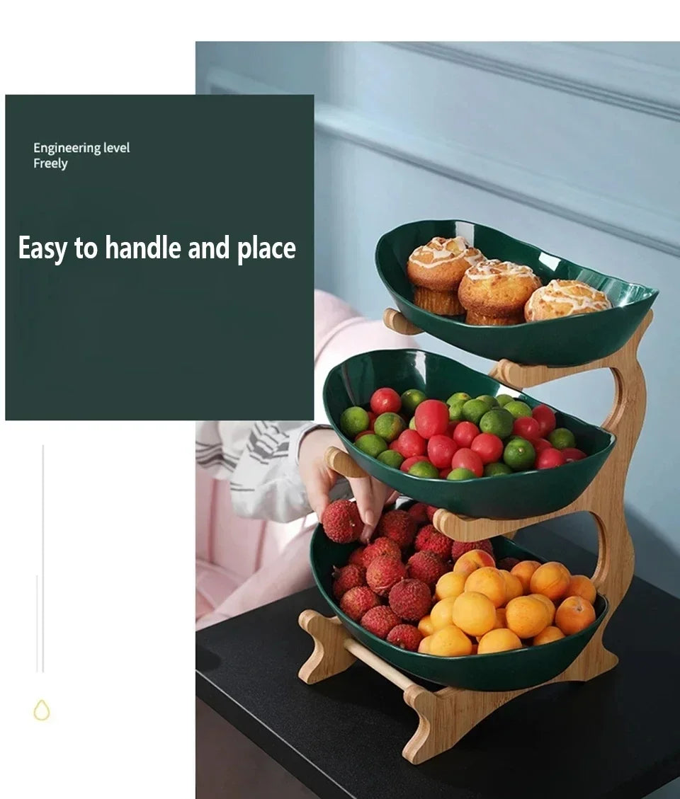 Plato de frutas de 2/3 capas para sala de estar, plato de plástico para aperitivos, cesta de frutas secas moderna y creativa, plato de dulces, soporte para pasteles, ensaladera.