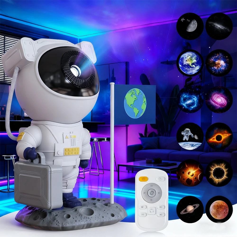 Astronaut Galaxy Projector Star Projector with 12 Space Films Planetarium Projector Night Light Nebula for Adult Game Room Decor