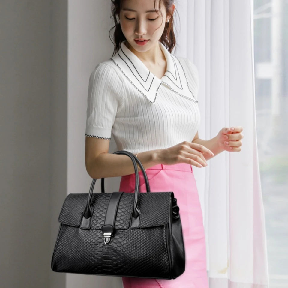 Bolso grande de alta calidad con estampado de serpiente, bolsos de piel, bolso de hombro para mujer, bolso de compras para mujer, bolso de mano informal de moda, bolso de mano Sac