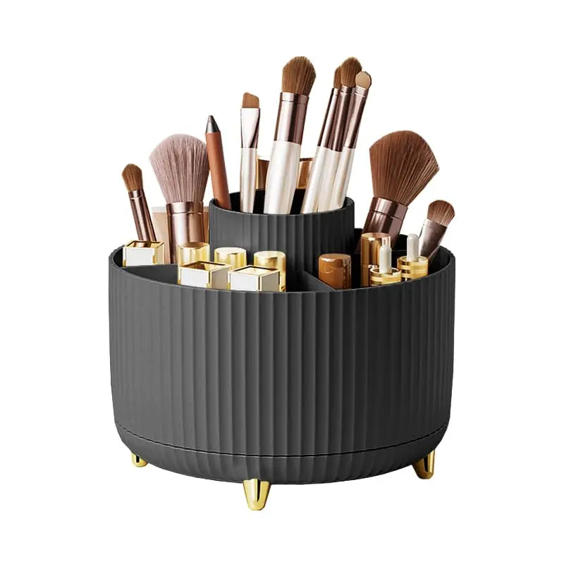 Caja organizadora de maquillaje giratoria de 360° para escritorio, de gran capacidad, para baño, portátil, para lápiz labial, brochas de maquillaje y bolígrafos.