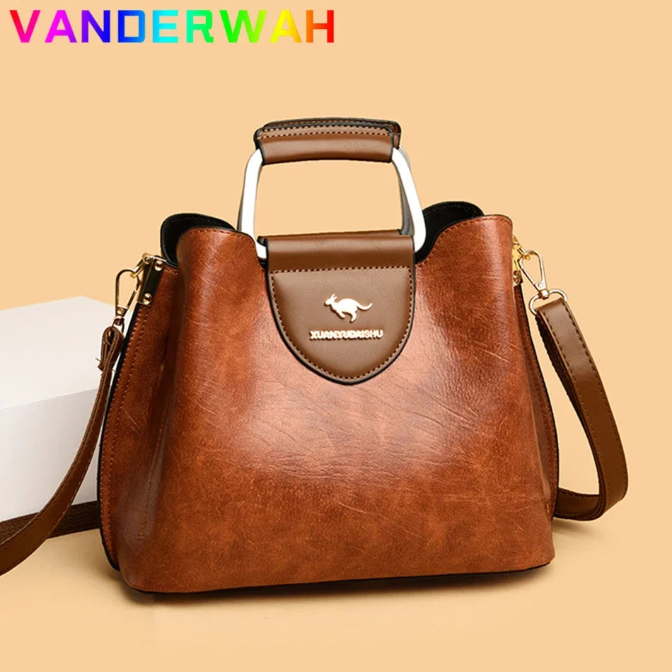 Bolso pequeño de mano de 3 capas de la marca Brand, de piel aceitada, bolsos de lujo para mujer, bolsos de hombro y bandolera de diseñador para mujer.
