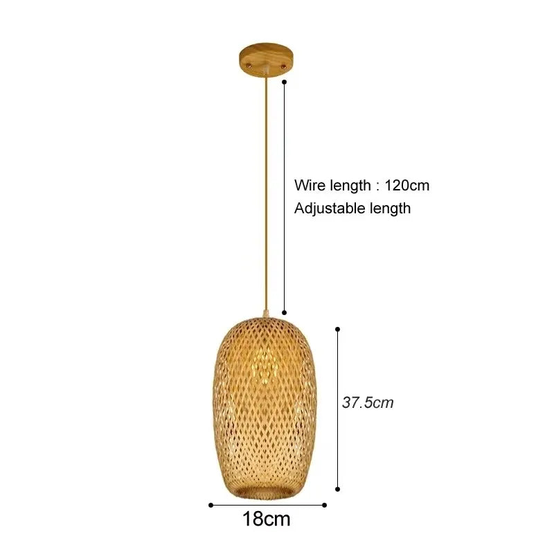 Lámpara colgante de bambú de última moda, luces de techo de ratán y mimbre, trenzado tejido a mano, suspendida, para el hogar y el comedor, decoración interior trenzada.