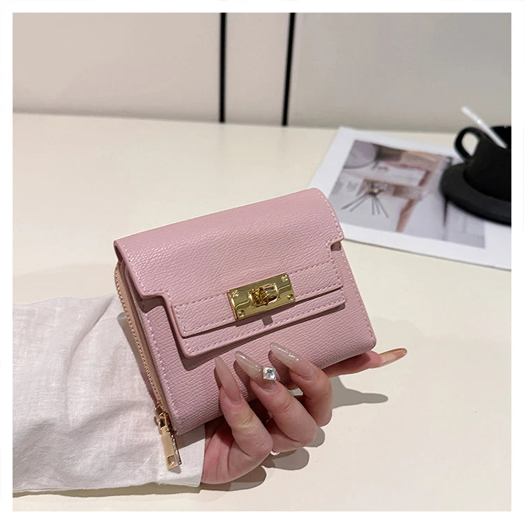 Cartera retro para mujer, gran capacidad, múltiples ranuras para tarjetas, comercio exterior, multifuncional, plegable en tres partes.