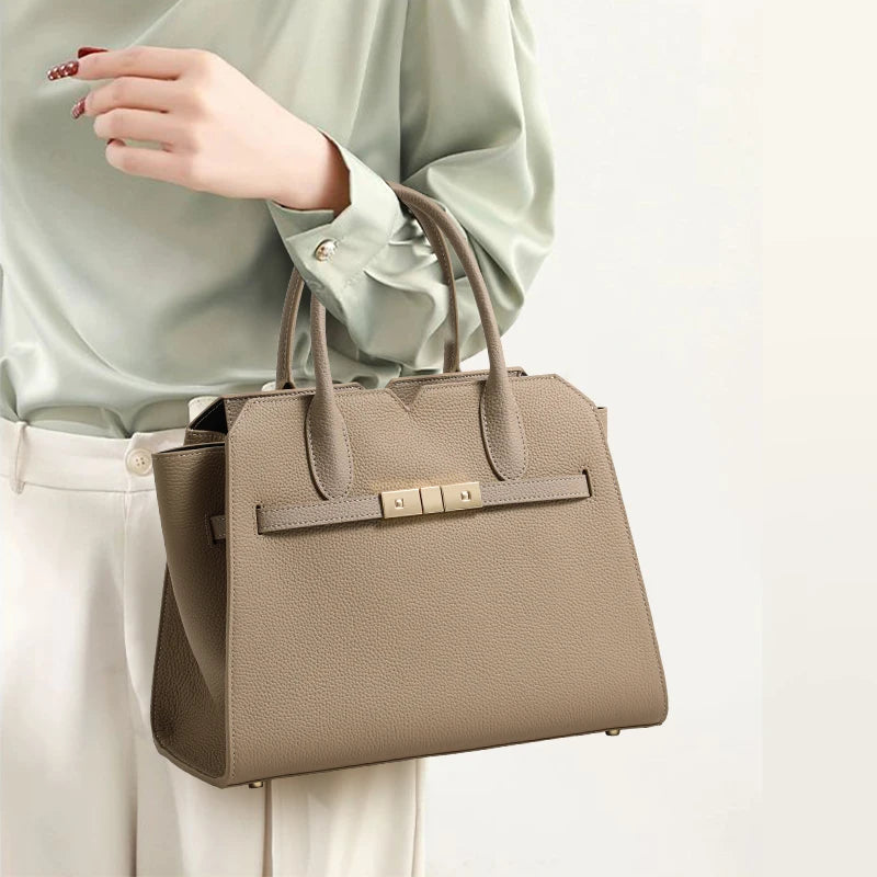Bolso Birkin de lujo ligero de piel auténtica para mujer: nuevo estilo, gran capacidad, para llevar al hombro o en la mano.
