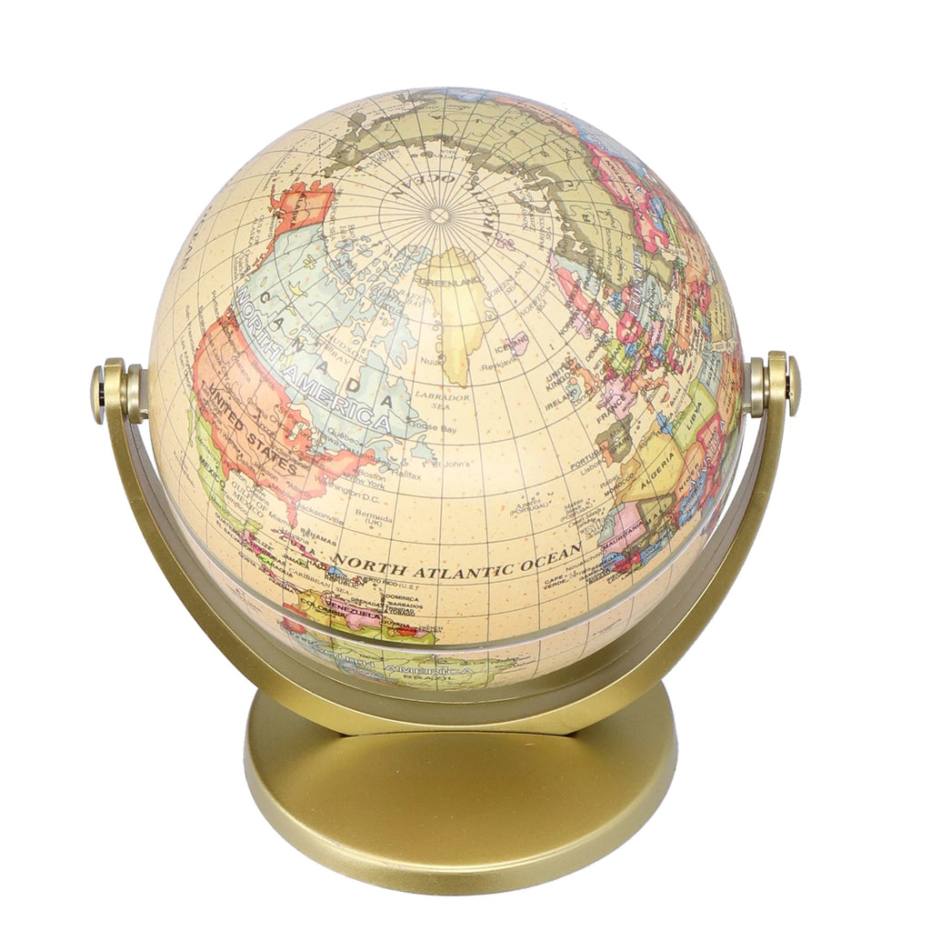 Mini globo terráqueo giratorio de escritorio con mapa del mundo (edición en inglés)