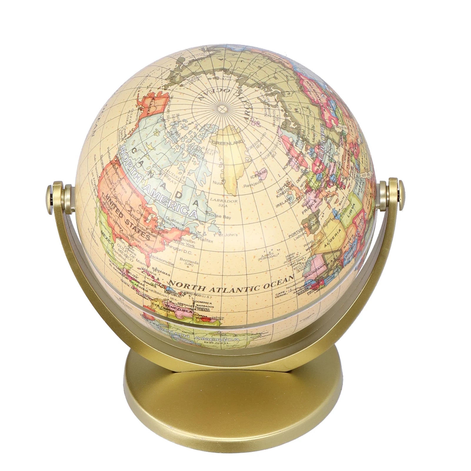 Mini globo terráqueo giratorio de escritorio con mapa del mundo (edición en inglés)