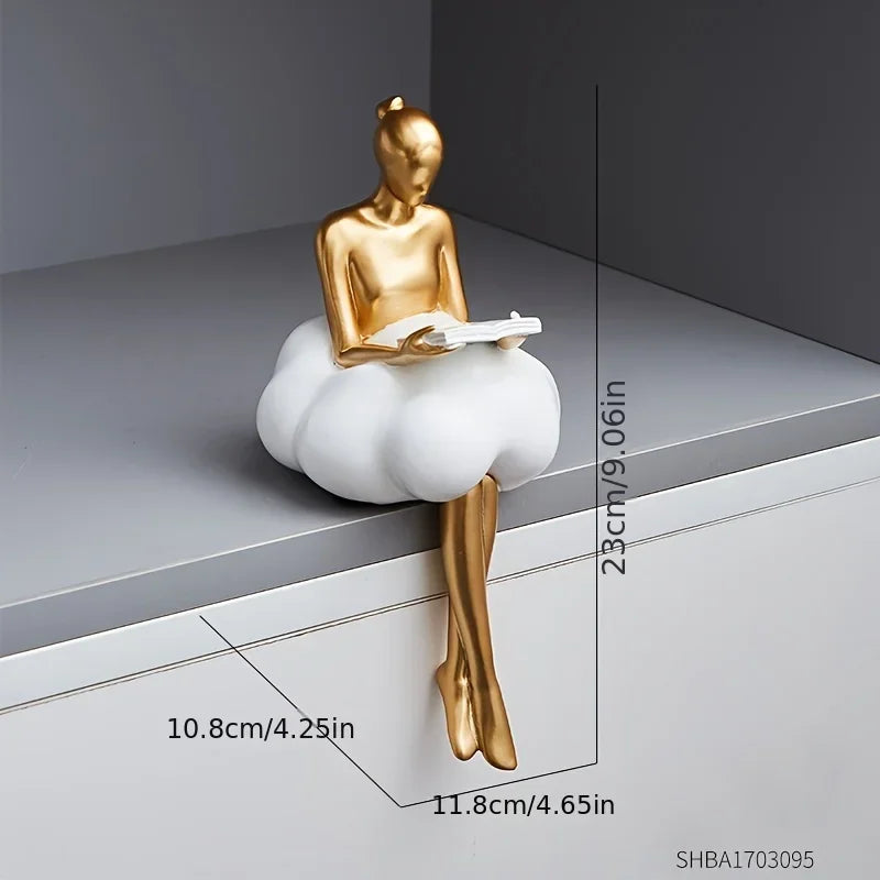 Escultura Chica Nube, Figura de Arte Abstracto, Estatua, Decoración Moderna de Mesa, Decoración de Lujo para el Hogar, Diseño Estético, Figurita, Artesanía