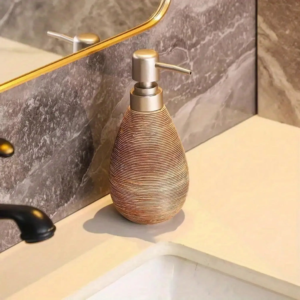 Dispensador de jabón cerámico de estilo retro con bomba, ideal para baños, cocinas y aseos.