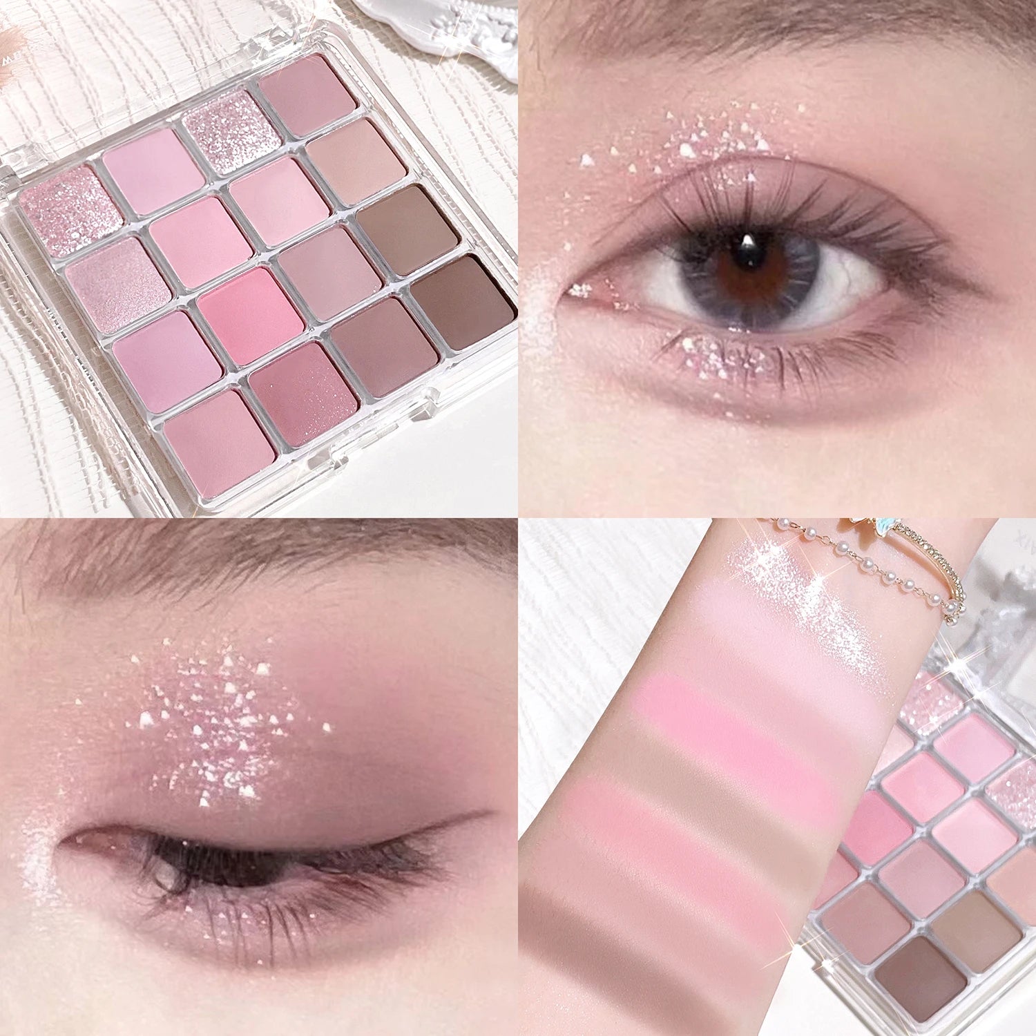 Paleta de sombras de ojos Sunset Magic con dieciséis colores, acabado mate nacarado en tonos tierra, maquillaje coreano.