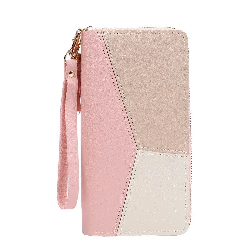 Carteras de moda con cremallera para mujer, bolsos largos, monederos, tarjeteros y carteras de piel sintética.