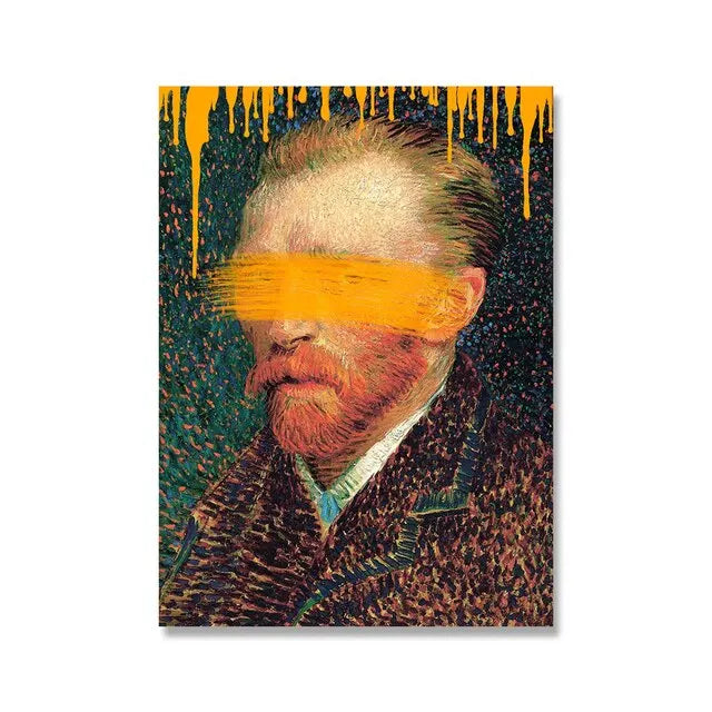 Pósteres de arte abstracto renacentista, Mona Lisa de Van Gogh, pinturas sobre lienzo con diseño de chicle, murales para decoración del hogar.