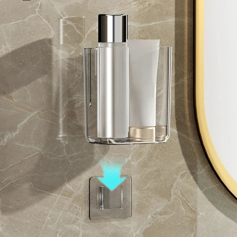 Soporte de pared para cepillos de dientes, vaso para cepillos de dientes, caja de almacenamiento pequeña autoadhesiva para el hogar, el baño y la cocina.