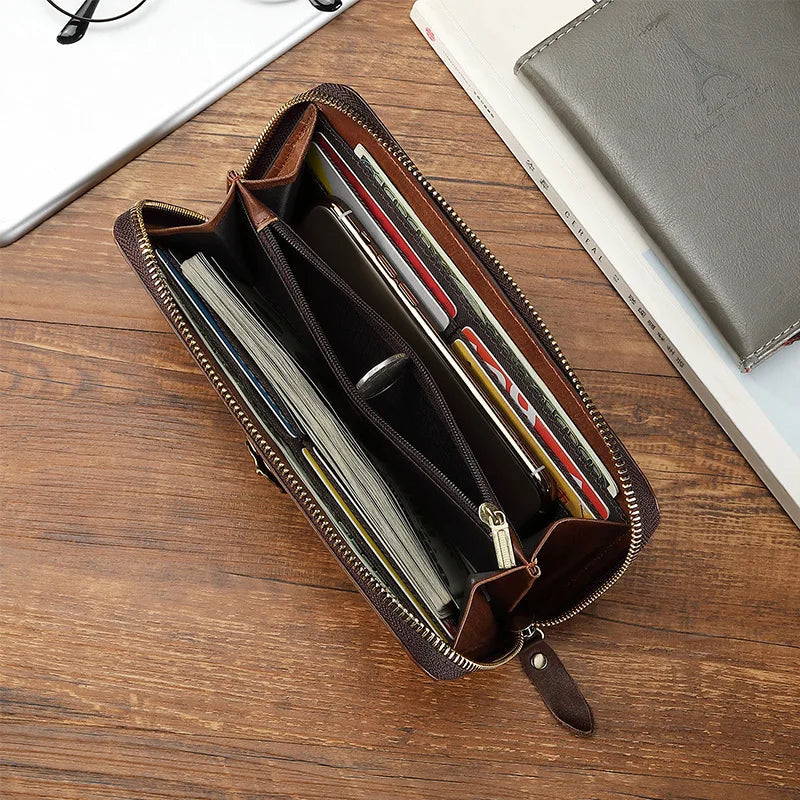 Nueva cartera larga de moda para mujer, cartera de piel de vaca para mujer, bolso de mujer a cuadros, bolso de mano casual para mujer