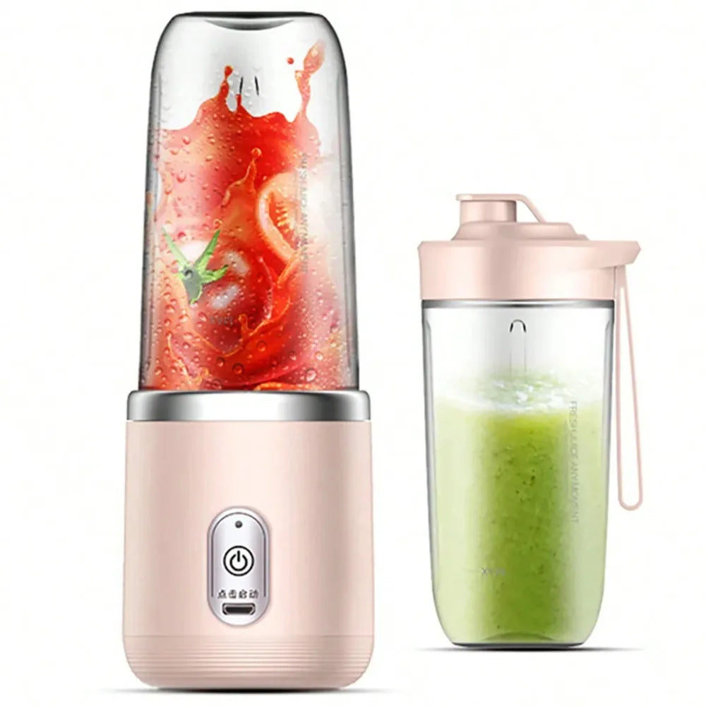 Licuadora y exprimidor portátil recargable de 380 ml, máquina personal para batidos y triturador de hielo para zumos, licuadora portátil de viaje.