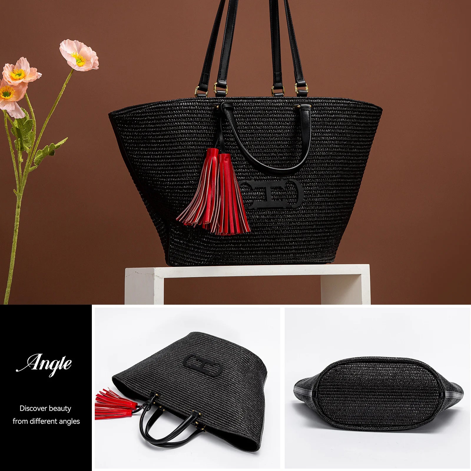 Bolso de mano Chch estilo cesta tejida para mujer, nuevo bolso tote de gran capacidad