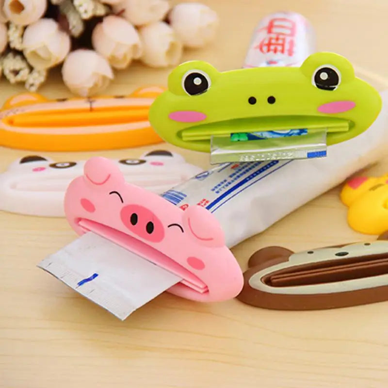 1 unidad Dispensador de pasta de dientes multifunción con diseño de animalito lindo, artículo para el hogar, baño, tubo, dispensador de pasta de dientes de dibujos animados