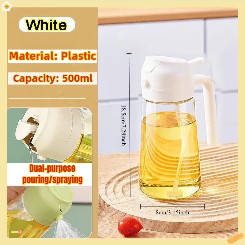Botella pulverizadora de aceite de 200/300/500 ml para barbacoa, cocina, aceite de oliva, pulverizador de aceite de plástico para hornear, botella vacía, botella de vinagre o pincel de aceite