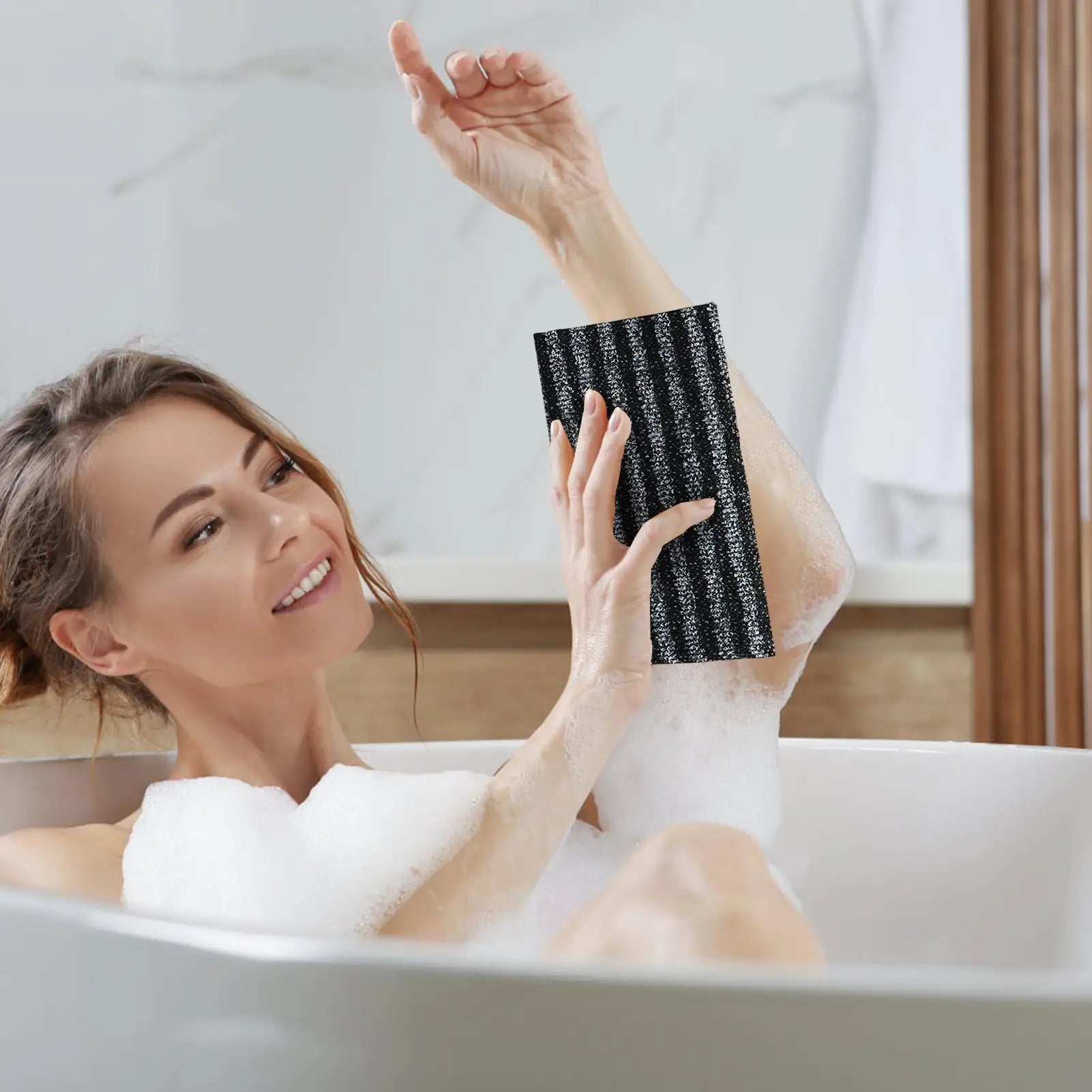 Toalla exfoliante para baño, paño para lavar el cuerpo y la espalda, esponja suave para ducha, accesorios esenciales de limpieza para el baño.
