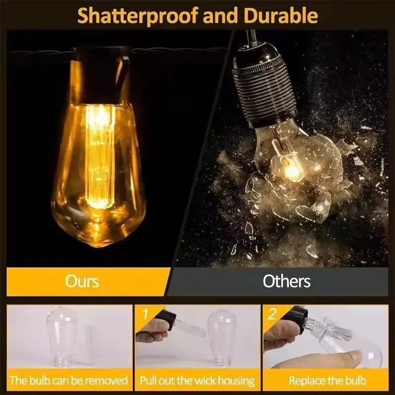 1 unidad de guirnalda de luces solares, lámparas de jardín impermeables para exteriores, jardín, terraza, balcón, camping, decoración retro para fiestas.