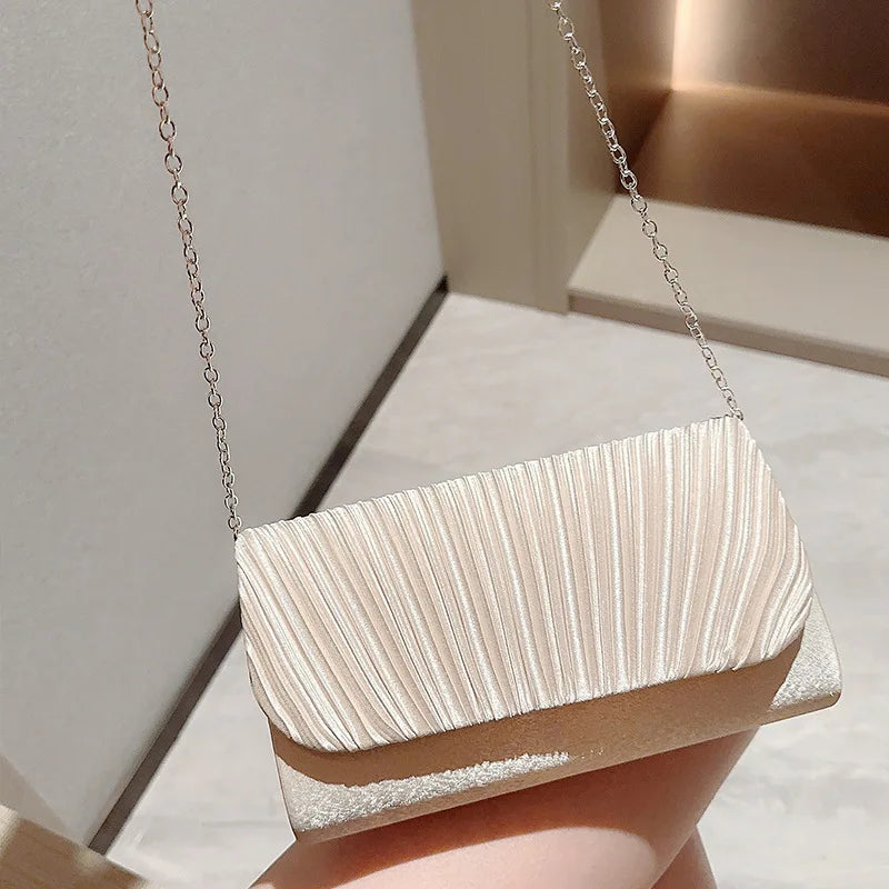 Bolso bandolera de un solo hombro con textura elegante y a la moda, bolso de fiesta, bolso de mano elegante y lujoso, bolso de mano plegable de noche.