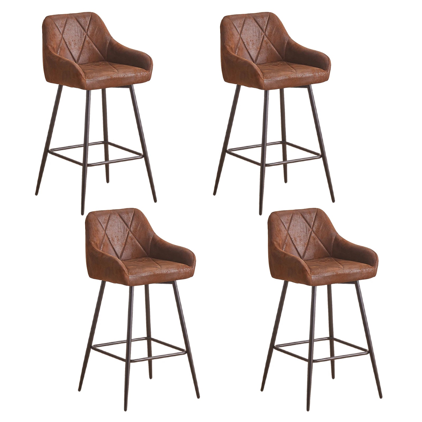 JYMTOM Juego de 2/4 piezas de taburetes de bar, taburetes de mostrador, taburetes de bistró, sillas de bar tapizadas en terciopelo/PU con reposabrazos, taburete moderno con metal negro