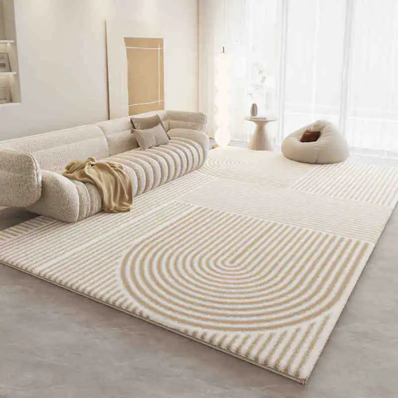 Alfombra de felpa suave, gruesa y antideslizante de color crema para sala de estar, dormitorio, hogar, sofá, mesa de centro. Alfombra antifrío.