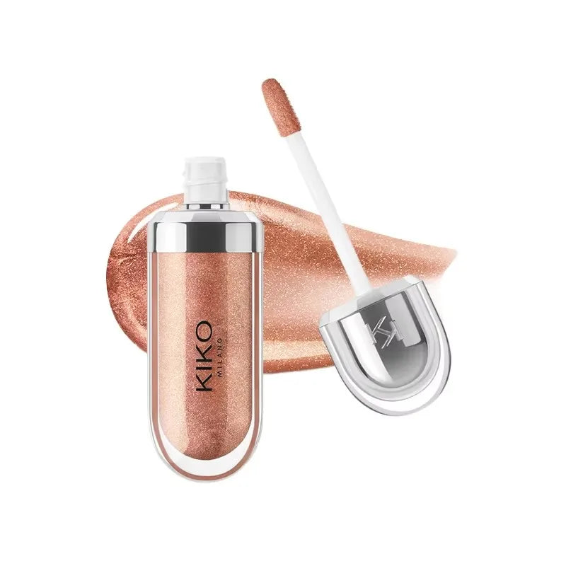 KIKO 3D Liquid Lip Glaze Brillo labial transparente Lápiz labial con efecto espejo Labios nutritivos, brillantes y voluminosos que no se desvanecen Maquillaje con pasta de frijoles y té con leche